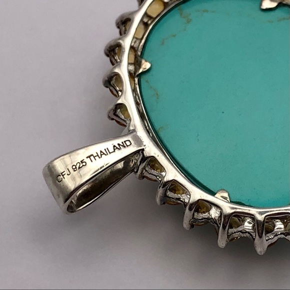[vintage] Sterling Silver, Turquoise & Citrine Statement Pendant - Picture 10 of 13